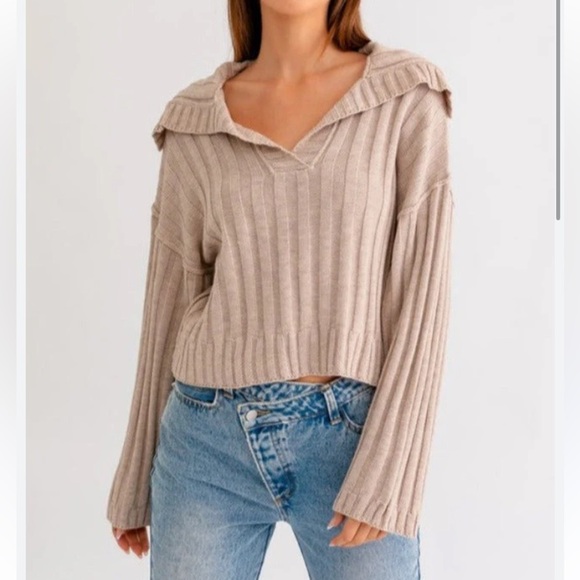 Le lis Collared ribbed knit sweater - Picture 1 of 10